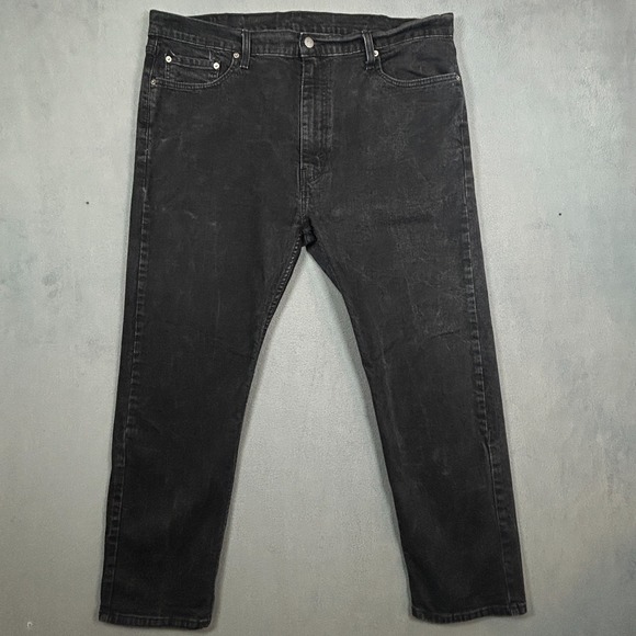Levis 502 Jeans Mens 42x30 Black Tapered‎ Fit Stretch Denim Cowboy Western - Picture 1 of 14